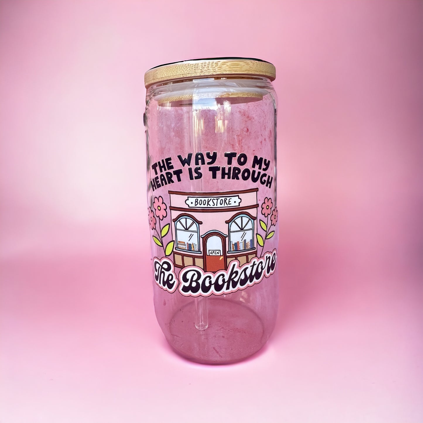 The Bookstore Iced Coffee Glass Cup