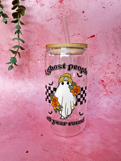 I Ghost People All Year Round Iced Coffee Glass Cup