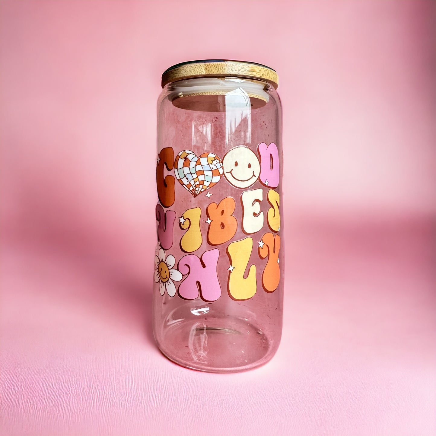 Good Vibes Only Iced Coffee Glass Cup