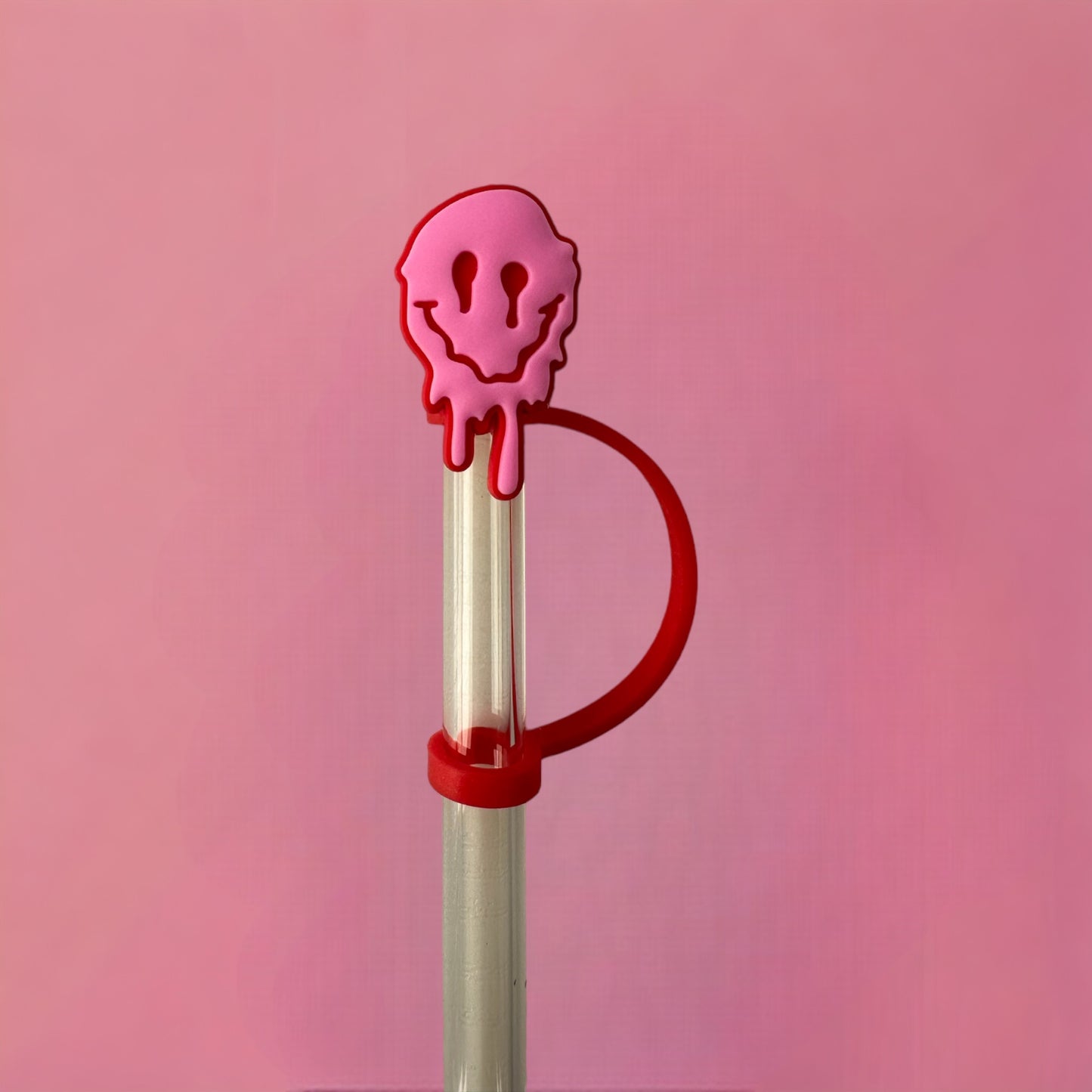 Pink Smiley Straw Topper