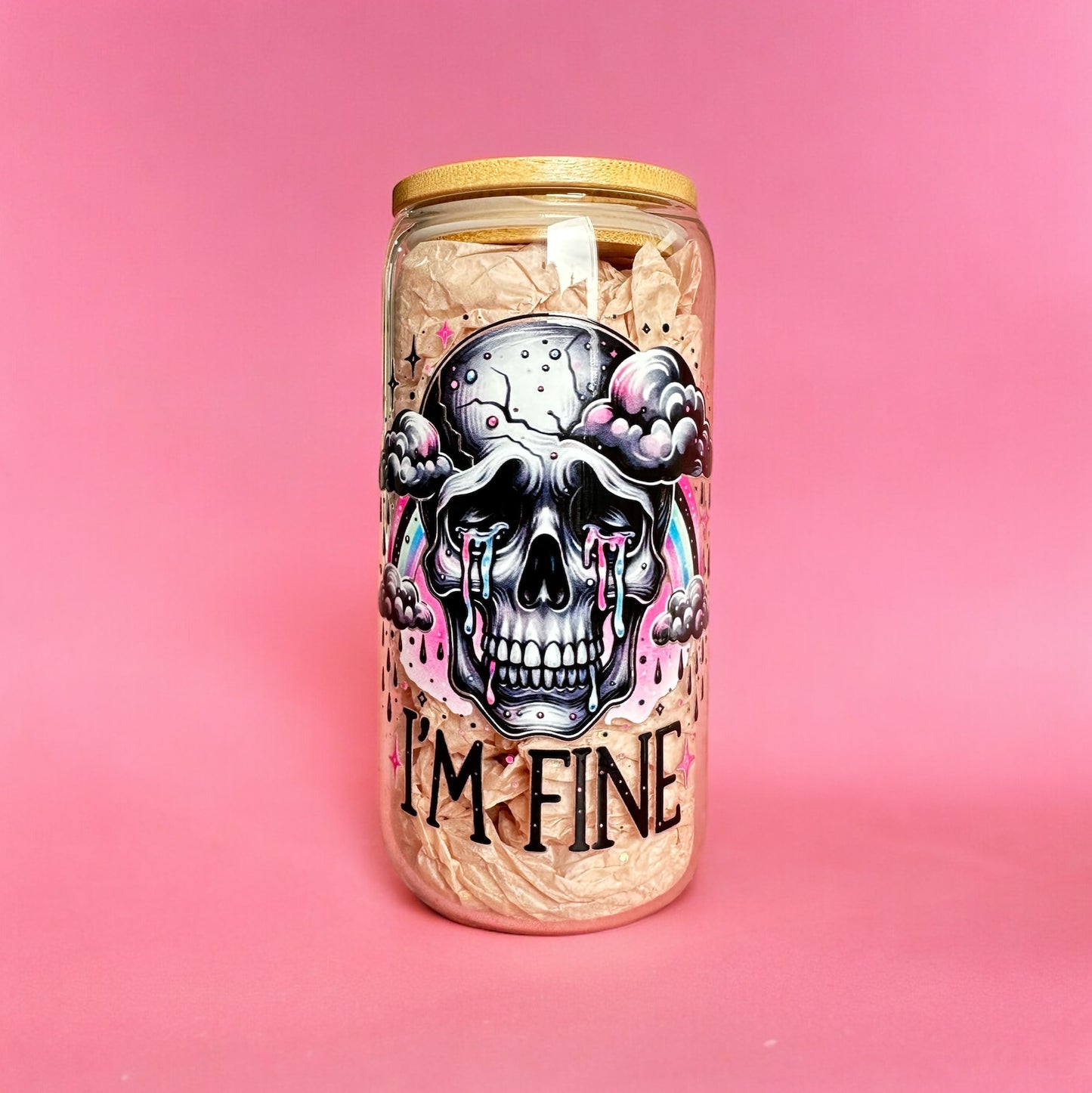 I'm Fine Iced Coffee Glass Cup