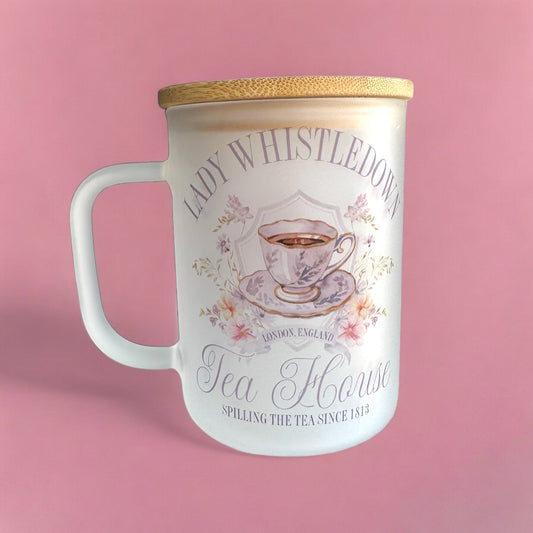 Lady Whistledown Tea Bridgerton Frosted Glass Mug