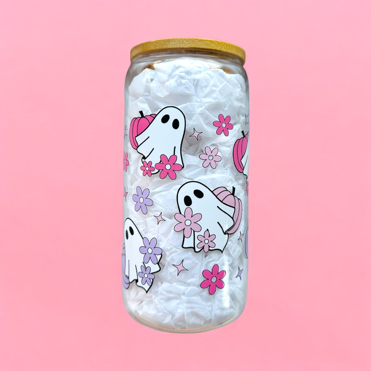 Cute Spooky Iced Coffee Glass Cup