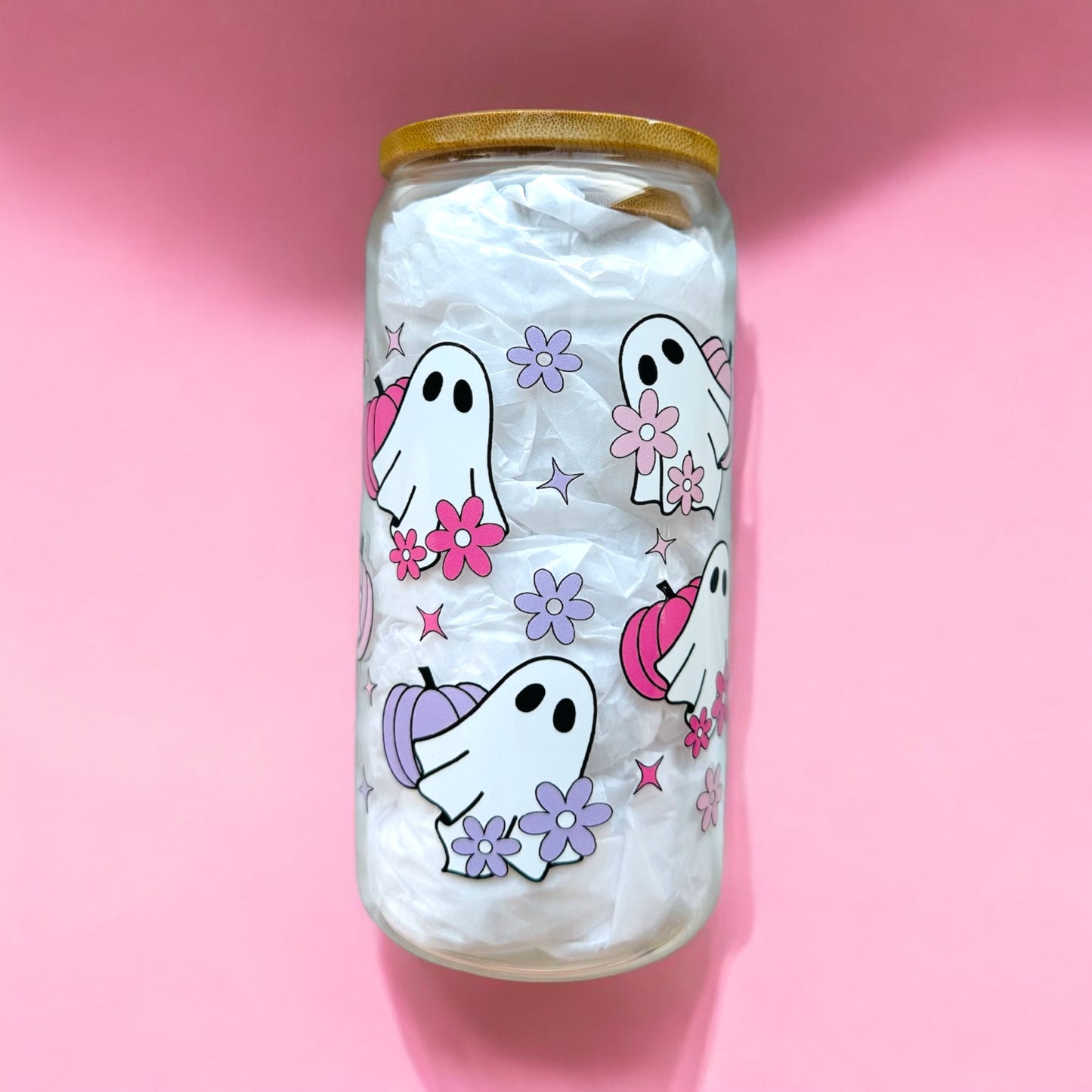 Cute Spooky Iced Coffee Glass Cup