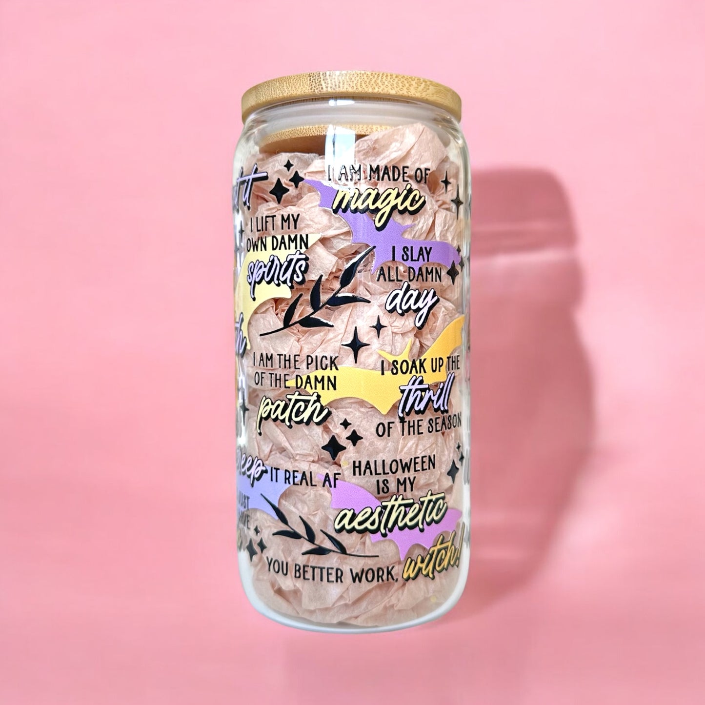 Spooky Bitch Affirmations Iced Coffee Glass Cup