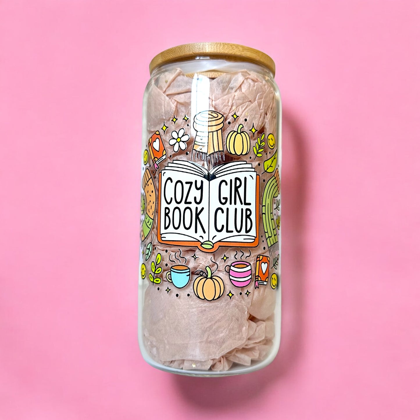 Cosy Girl Book Club Bookish Iced Coffee Glass Cup