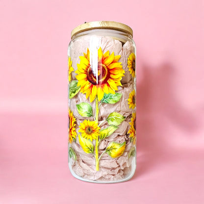 Sunflowers Iced Coffee Glass Cup