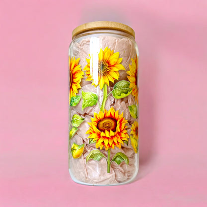 Sunflowers Iced Coffee Glass Cup